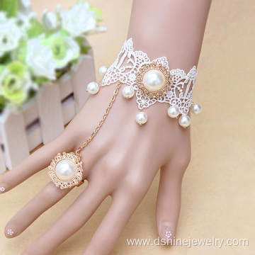 Imitation Pearl Chain Lace Bracelet Italian Crochet Bracelet